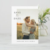 Eenvoudige Elegante Fotobruiloft Bewaar de Datum U Kaart (Staand voorkant)