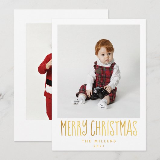 Eenvoudige elegante fotokaart voor Kerstmis en Vak Feestdagenkaart (Voorkant / Achterkant)