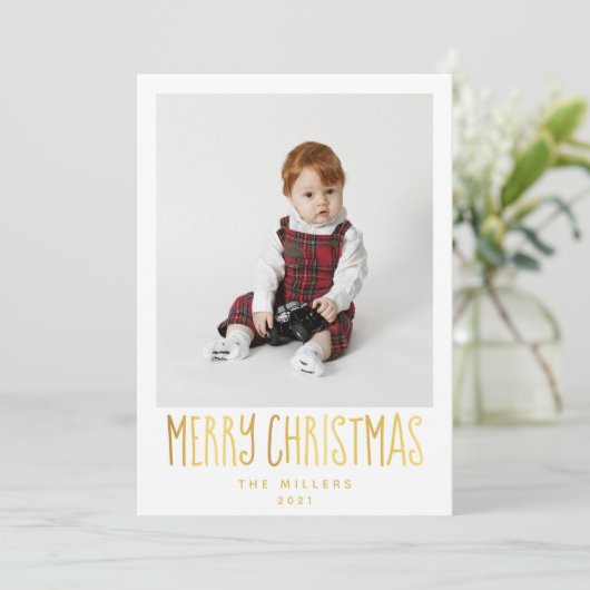 Eenvoudige elegante fotokaart voor Kerstmis en Vak Feestdagenkaart (Staand voorkant)