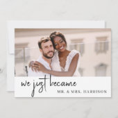 Eenvoudige Elegante Fotontvangst Net Getrouwd Kaart (Voorkant)