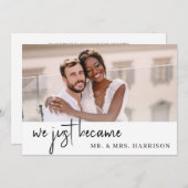 Eenvoudige Elegante Fotontvangst Net Getrouwd Kaart (Voorkant / Achterkant)