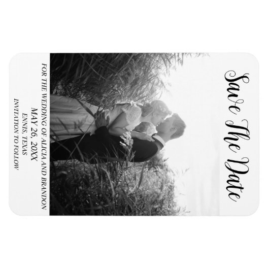 Eenvoudige elegante foto's Weddenschap Modern Blac Magneet (Horizontaal)