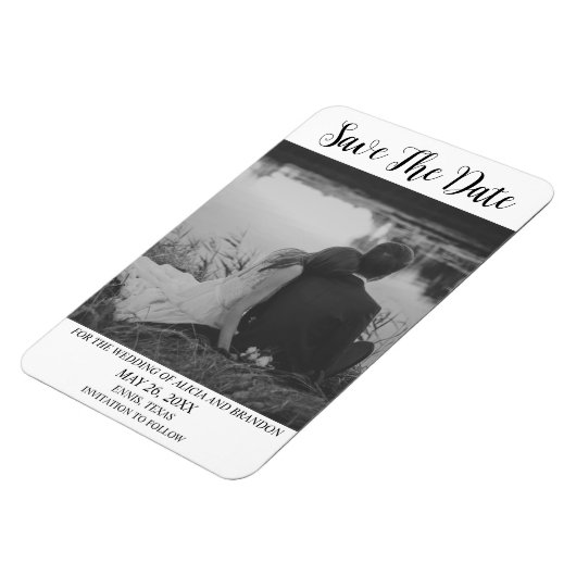 Eenvoudige elegante foto's Weddenschap Modern Blac Magneet (Linkerzijde)