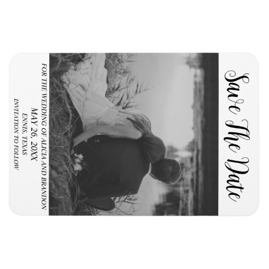 Eenvoudige elegante foto's Weddenschap Modern Blac Magneet (Horizontaal)