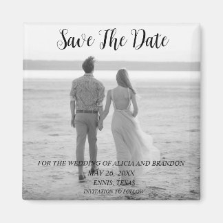 Eenvoudige elegante foto's Weddenschap Modern Blac Magneet