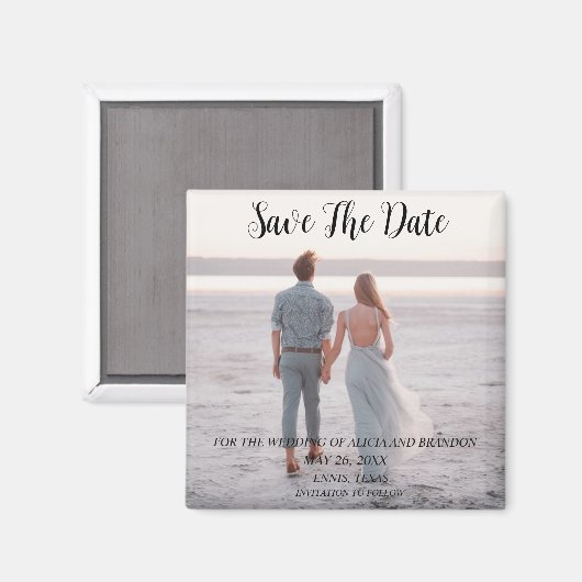 Eenvoudige elegante foto's Weddenschap Modern Whim Magneet (Voorkant / Achterkant)