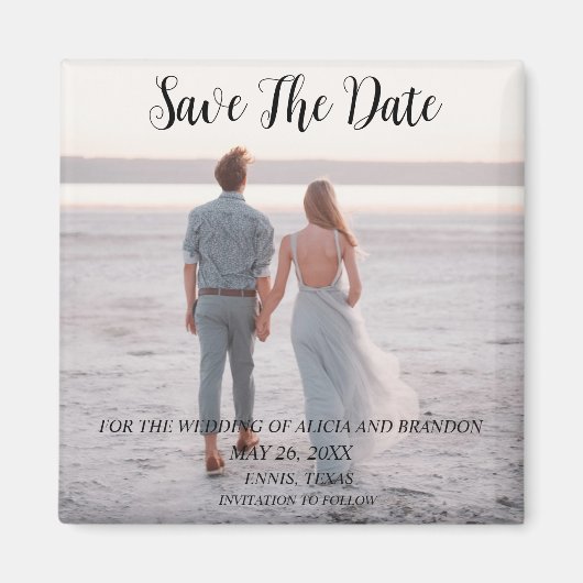 Eenvoudige elegante foto's Weddenschap Modern Whim Magneet (Voorkant)