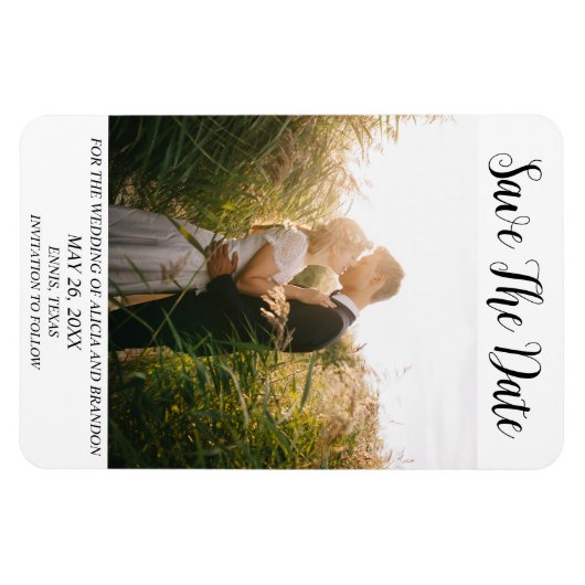 Eenvoudige elegante foto's Weddenschap Modern Whim Magneet (Horizontaal)