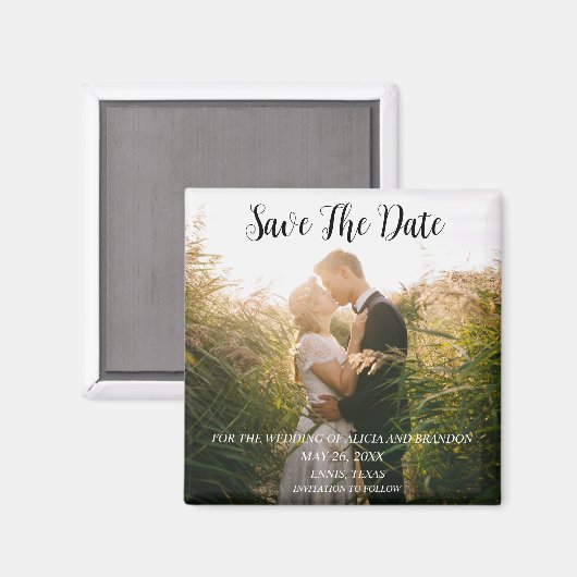 Eenvoudige elegante foto's Weddenschap Modern Whim Magneet (Voorkant / Achterkant)