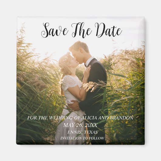 Eenvoudige elegante foto's Weddenschap Modern Whim Magneet (Voorkant)