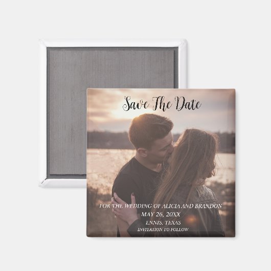 Eenvoudige elegante foto's Weddenschap Modern Whim Magneet (Voorkant / Achterkant)