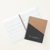 Eenvoudige elegante gedrukte Kraft Grey Geometric Notitieboek (Binnen)