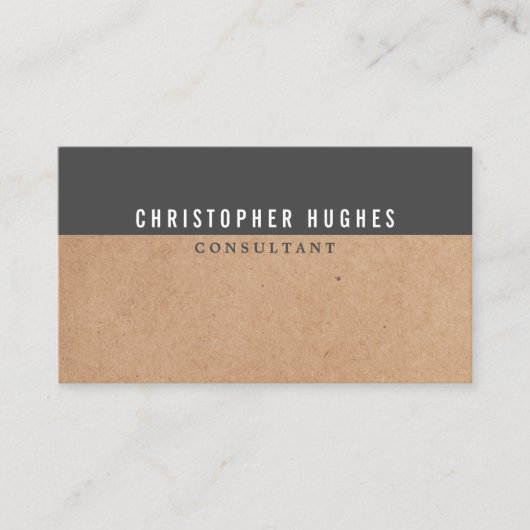 Eenvoudige Elegante GEDRUKTE Kraft Grijze Consulta Visitekaartje (Voorkant)