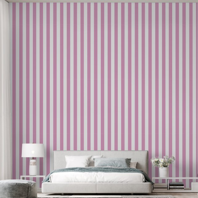 Eenvoudige elegante gedurfde roze streep behang (Slaapkamer)