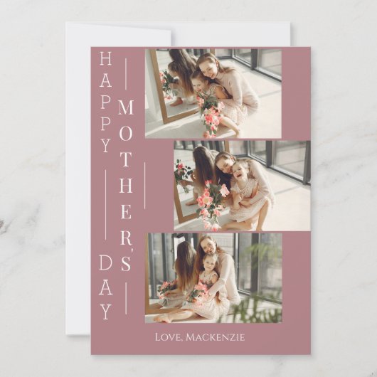 Eenvoudige Elegante Gelukkige Moeders Dag Drie fot Feestdagenkaart (Voorkant)