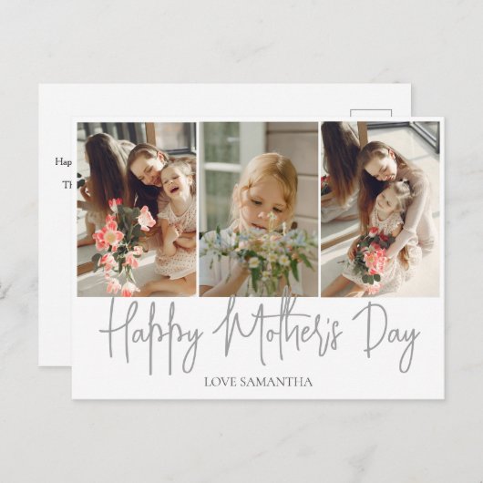 Eenvoudige Elegante Gelukkige Moeders Dag drie fot Feestdagenkaart (Voorkant / Achterkant)