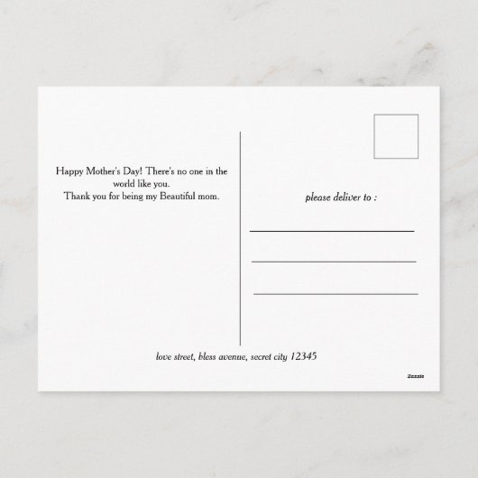 Eenvoudige Elegante Gelukkige Moeders Dag drie fot Feestdagenkaart (Achterkant)