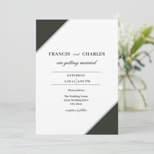 Eenvoudige elegante geometrische bruiloft uitnodig kaart (Staand voorkant)