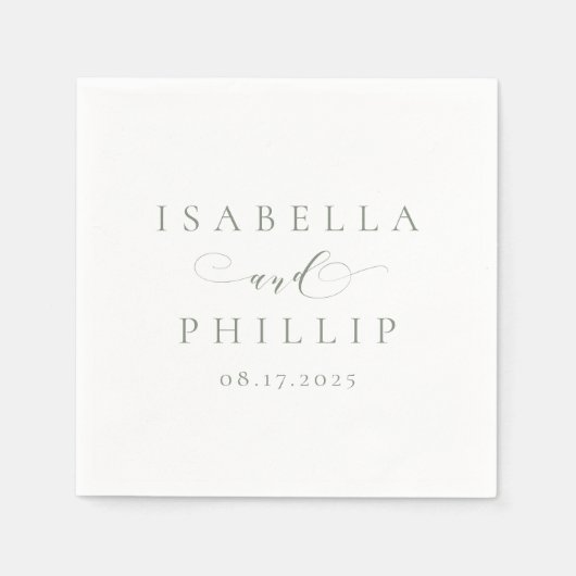 Eenvoudige elegante gepersonaliseerde salie groene servet (Voorkant)