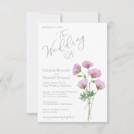 Eenvoudige elegante Geranium bloemenbruiloft Kaart