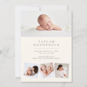 Eenvoudige elegante geslachtsneutraal foto-collage aankondiging (Voorkant)