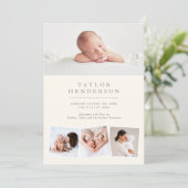 Eenvoudige elegante geslachtsneutraal foto-collage aankondiging (Staand voorkant)