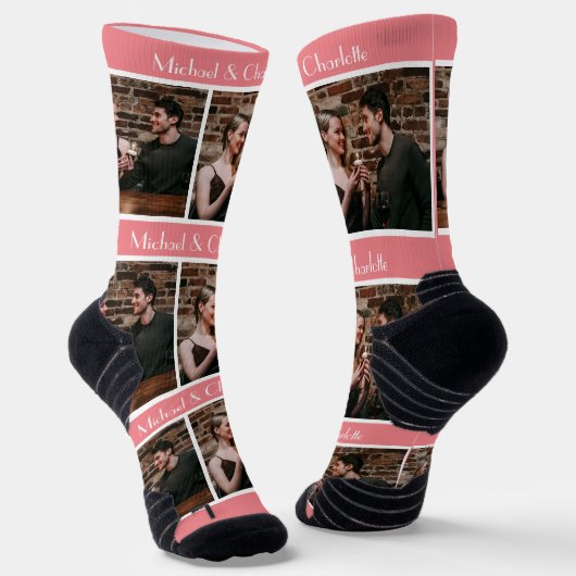 Eenvoudige Elegante Gift Valentijnsdag Paar Foto Sokken (Gebogen)