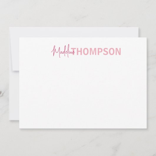 Eenvoudige Elegante Girly Blush Roze Naam Notitiekaartje (Voorkant)