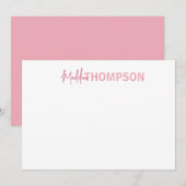 Eenvoudige Elegante Girly Blush Roze Naam Notitiekaartje (Voorkant / Achterkant)
