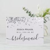 Eenvoudige Elegante Glitter bruidsmeisje Kaart (Staand voorkant)