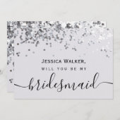 Eenvoudige Elegante Glitter bruidsmeisje Kaart (Voorkant / Achterkant)