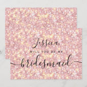 Eenvoudige Elegante Glitter bruidsmeisje Kaart (Voorkant / Achterkant)