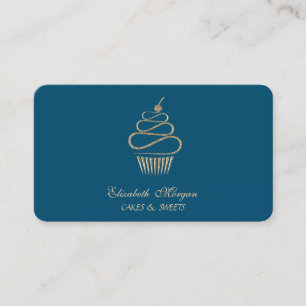 Eenvoudige Elegante Glitter Cupcake, Zoete Blauwe Visitekaartje