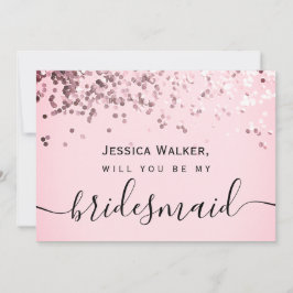 Eenvoudige Elegante Glitter mijn bruidsmeisje Kaart