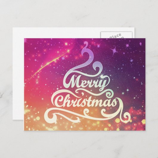 Eenvoudige elegante glitter Tree kerst Feestdagenkaart (Voorkant / Achterkant)