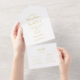 Eenvoudige elegante Gold-afdichting en verzenden All In One Uitnodiging
