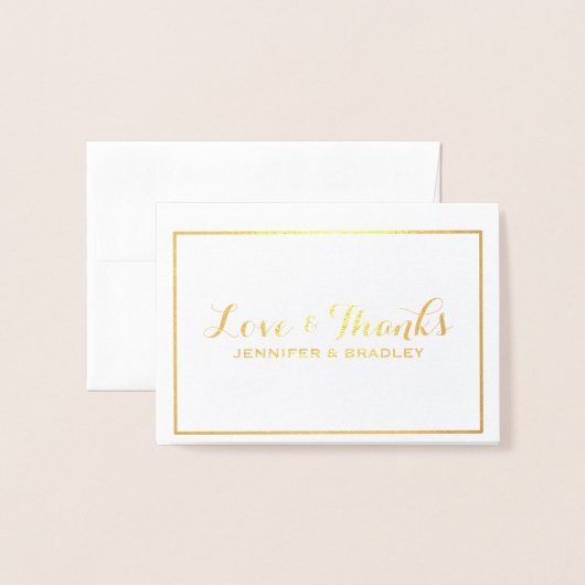 Eenvoudige Elegante Gold Foil Border Wedding Dank  Folie Kaarten (Voorkant met envelop)