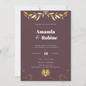 Eenvoudige elegante Gold Leaf bruiloft uitnodiging (Voorkant)