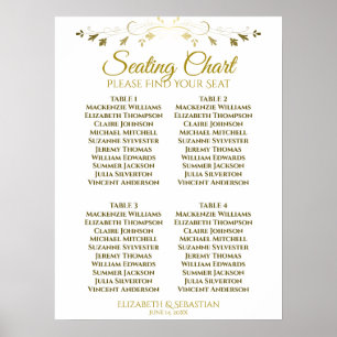 Eenvoudige Elegante Gouden 4 Tafel Trouwstoelindel Poster