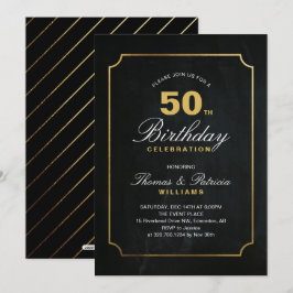 Eenvoudige Elegante Gouden 50ste Verjaardagsuitnod Kaart