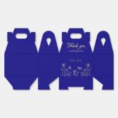 Eenvoudige elegante gouden bloem koninklijke blauw bedankdoosjes (Ongevouwen)