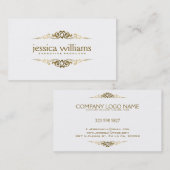 Eenvoudige elegante gouden bloemelementen visitekaartje (Voorkant / Achterkant)