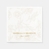 Eenvoudige Elegante Gouden Bloemen Huwelijk Servet (Voorkant)
