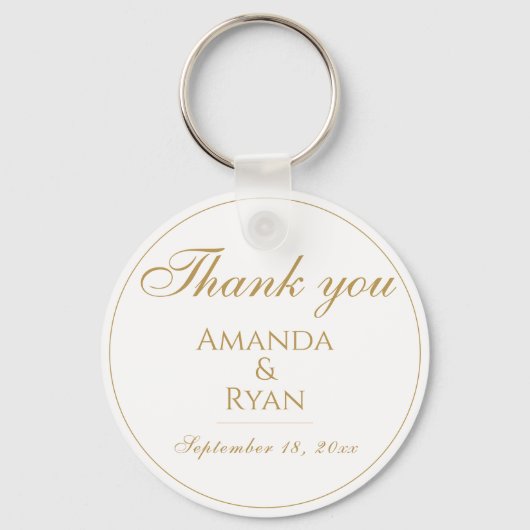 Eenvoudige Elegante Gouden bruiloft Dank u Sleutelhanger (Voorkant)