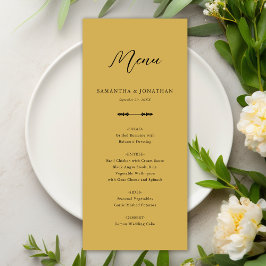 Eenvoudige Elegante Gouden Bruiloftsreceptie Menu