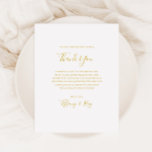 Eenvoudige Elegante Gouden Dank Je Wel Ontvangstka Briefkaart<br><div class="desc">Deze eenvoudige elegante gouden dank je wel ontvangstkaart is perfect voor uw moderne minimalistische witte en gouden bruiloft. Het ontwerp bevat een minimale eigentijdse gouden lettertype vergezeld van formele kalligrafie. Houd het zoals het is,  of kies ervoor om het te personaliseren met uw eigen kunstwerk of foto's!</div>