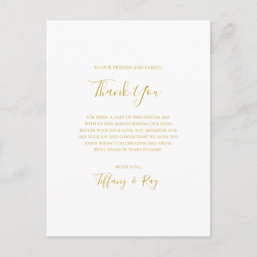 Eenvoudige Elegante Gouden Dank Je Wel Ontvangstka Briefkaart (Voorkant)