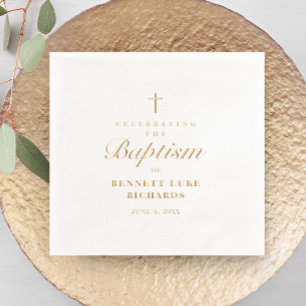 Eenvoudige Elegante Gouden Doopkruis Folie Servetten