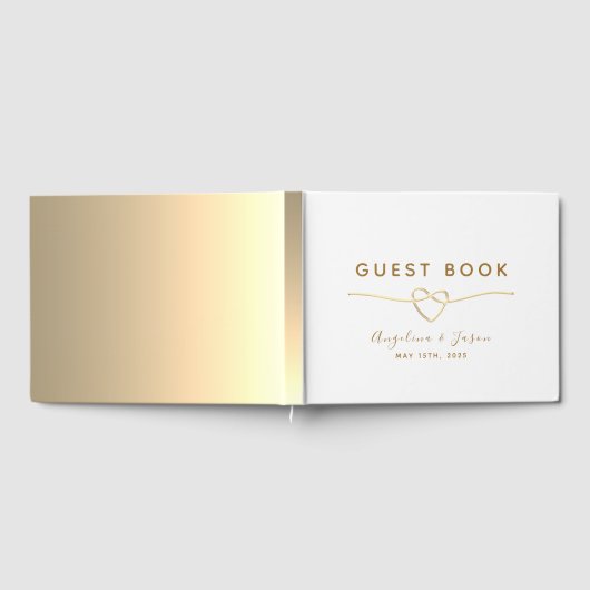 Eenvoudige elegante gouden folie bruiloft gastenboek (Volledig)