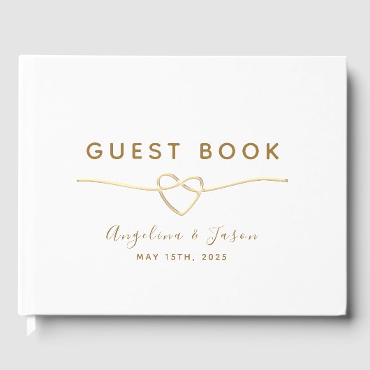 Eenvoudige elegante gouden folie bruiloft gastenboek (Voorkant)